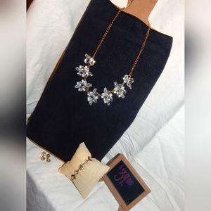 Handmade gold toned super bling 3pc jewelry set
